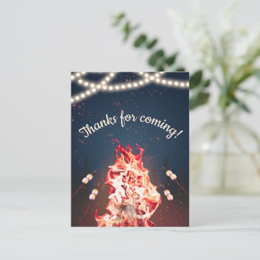 Rustic Bonfire en Marshmallow Dank u Briefkaart (Staand voorkant)