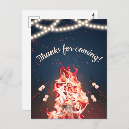 Rustic Bonfire en Marshmallow Dank u Briefkaart (Voorkant / Achterkant)