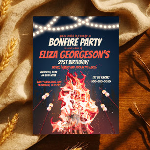 Rustic Bonfire en Marshmallows Party Invitation Kaart