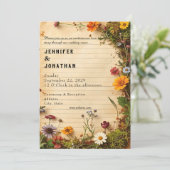 Rustic Book Lovers Print Floral Wedding Invitation (Debout devant)