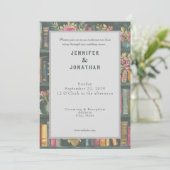 Rustic Book Lovers Print Floral Wedding Invitation (Debout devant)