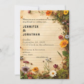 Rustic Book Lovers Print Floral Wedding Invitation Kaart (Voorkant)