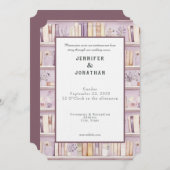Rustic Book Lovers Print Wedding Invitation (Devant / Derrière)