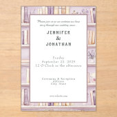Rustic Book Lovers Print Wedding Invitation (Recto)