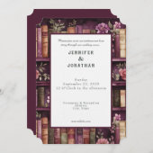 Rustic Book Lovers Print Wedding Invitation (Devant / Derrière)