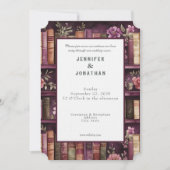 Rustic Book Lovers Print Wedding Invitation (Devant)