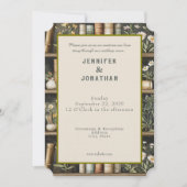 Rustic Book Lovers Print Wedding Invitation (Devant)