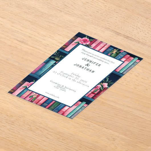 Rustic Book Lovers Print Wedding Invitation (Poser)