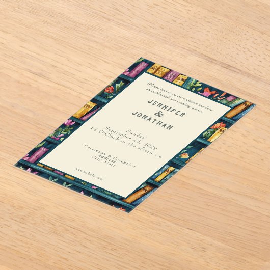 Rustic Book Lovers Print Wedding Invitation (Poser)