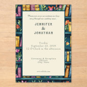 Rustic Book Lovers Print Wedding Invitation (Recto)