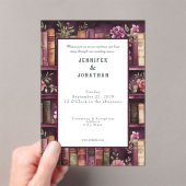 Rustic Book Lovers Print Wedding Invitation Acryl Uitnodigingen (Insitu (Draagbaar))