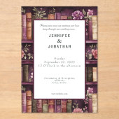 Rustic Book Lovers Print Wedding Invitation Acryl Uitnodigingen (Voorkant)