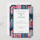 Rustic Book Lovers Print Wedding Invitation Kaart (Voorkant)
