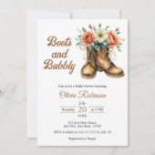 Rustic Boots and Bubbly Western Bridal Shower Kaart (Voorkant)
