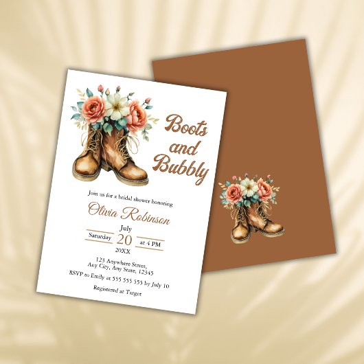 Rustic Boots and Bubbly Western Bridal Shower  Kaart