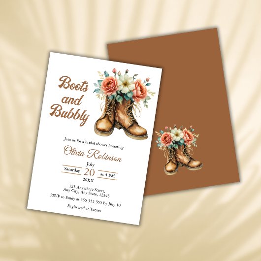 Rustic Boots and Bubbly Western Bridal Shower Kaart