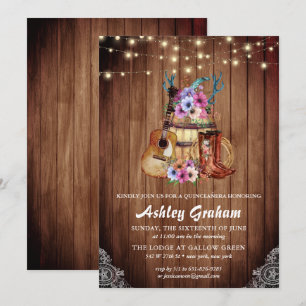 Rustic Boots Cowgirl Quinceañera 15e verjaardag Kaart