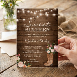 Rustic Boots Cowgirl Sweet Sixteen 16 Uitnodiging
