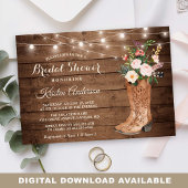 Rustic Boots Floral String Lights Vrijgezellenfees Kaart