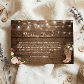 Rustic Boots Floral String Lights Wedding Details Informatiekaartje