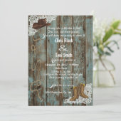 Rustic Boots & Lace Wedding Invite Kaart (Staand voorkant)