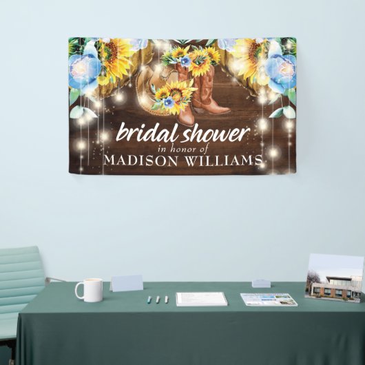 Rustic Boots String Lights Vrijgezellenfeest Custo Spandoek (Beurs)