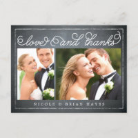 Rustic Border Wedding Bedankt Card - Krijtbord