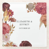 Rustic Botanical Autumn Fall Wedding Glazen Onderzetter (Voorkant)