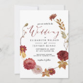 Rustic Botanical Autumn Fall Wedding Kaart (Voorkant)