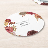 Rustic Botanical Autumn Fall Wedding Ronde Kartonnen Onderzetter (Gebogen)