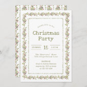 Rustic Botanical Christmas Party Kaart (Voorkant / Achterkant)