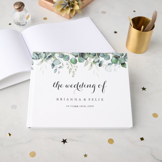 Rustic Botanical Eucalyptus Greenery Wedding Gastenboek (Voorkant open)