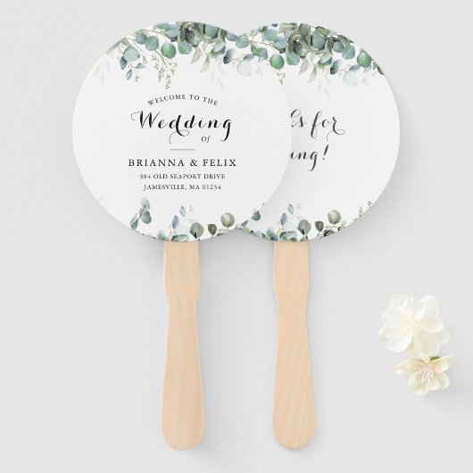 Rustic Botanical Eucalyptus Greenery Wedding Handwaaier (Voorkant en achterkant)