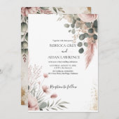 Rustic Botanical Eucalyptus Greenery Wedding  Kaart (Voorkant / Achterkant)
