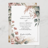 Rustic Botanical Eucalyptus Greenery Wedding  Kaart (Voorkant / Achterkant)