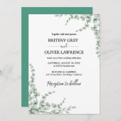 Rustic Botanical Eucalyptus Greenery Wedding Kaart (Voorkant / Achterkant)