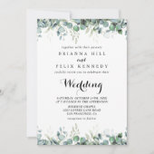 Rustic Botanical Eucalyptus Greenery Wedding Kaart (Voorkant)
