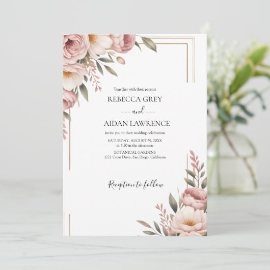 Rustic Botanical Eucalyptus Greenery Wedding  Kaart (Staand voorkant)