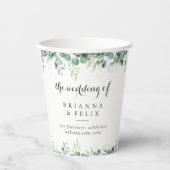 Rustic Botanical Eucalyptus Greenery Wedding Papieren Bekers (Voorkant)
