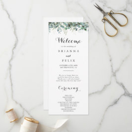 Rustic Botanical Eucalyptus Greenery Wedding Programma
