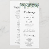 Rustic Botanical Eucalyptus Greenery Wedding Programma (Voorkant / Achterkant)