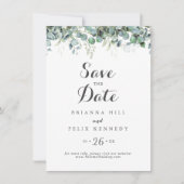 Rustic Botanical Eucalyptus Greenery Wedding Save The Date (Voorkant)