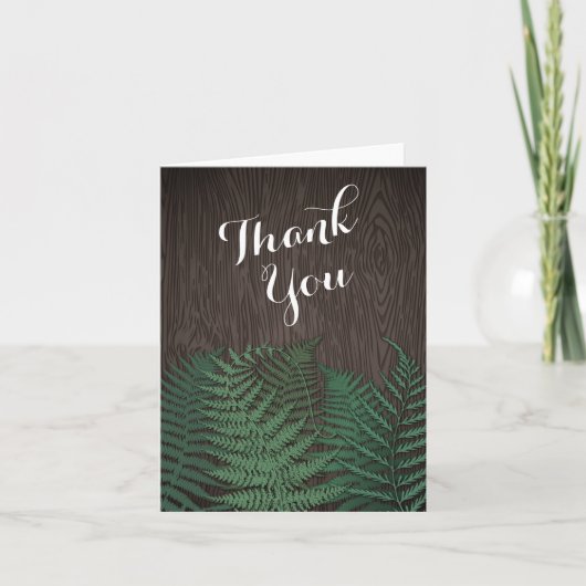 Rustic Botanical Fern Mariage Merci Cartes (Devant)