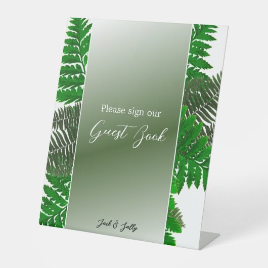 Rustic Botanical Fern Wedding Reclamebord Met Voetstuk (Voorkant)