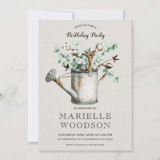 Rustic Botanical Greenery Birthday Party Kaart (Voorkant)