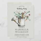 Rustic Botanical Greenery Birthday Party Kaart (Voorkant / Achterkant)
