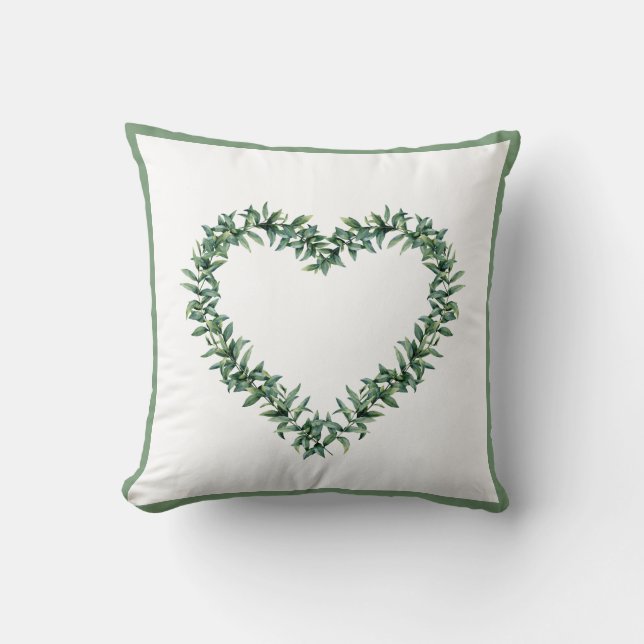Rustic Botanical Greenery Leaf Simple Wreatgreen Kussen (Voorkant)