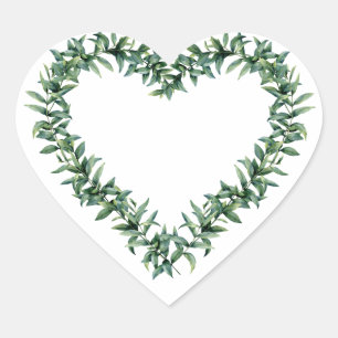 Rustic Botanical Greenery Leaf Wreath Hart Sticker