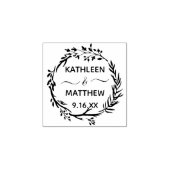 Rustic Botanical Greenery Wreath Names Date Rubberstempel (Afrduk)