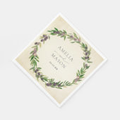 Rustic Botanical Olive Wreath Wedding Napkins Servet (Hoek)